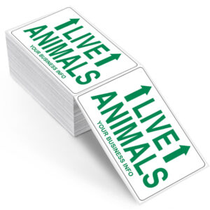Custom printed live animal with arrows label stickers