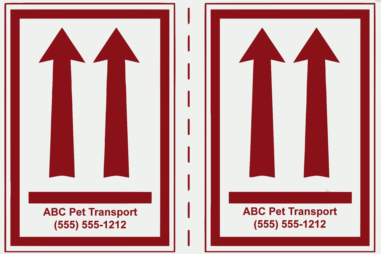red arrow up custom printed pet shipping labels