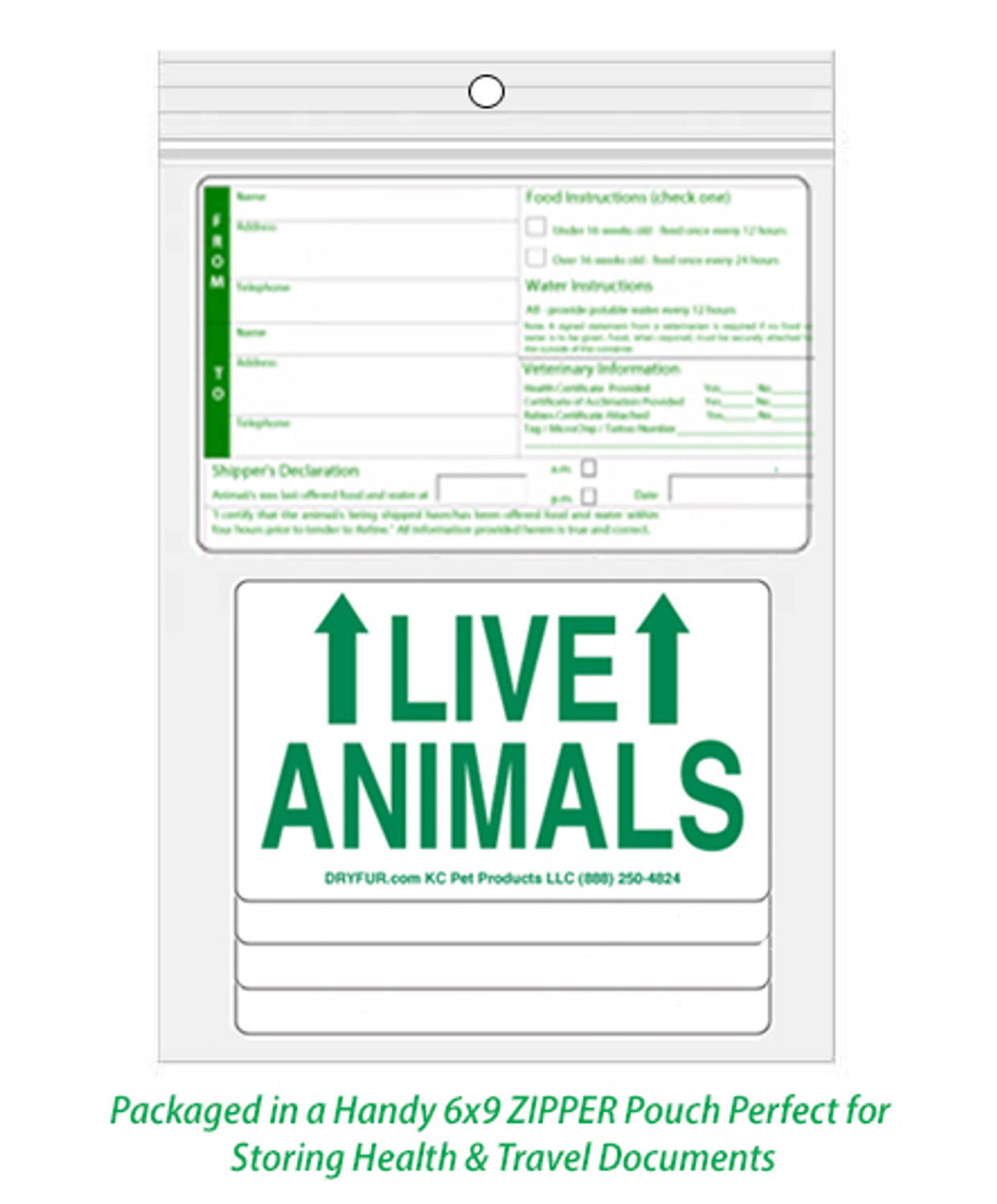Live Animal Labels for Airline Cargo Crate